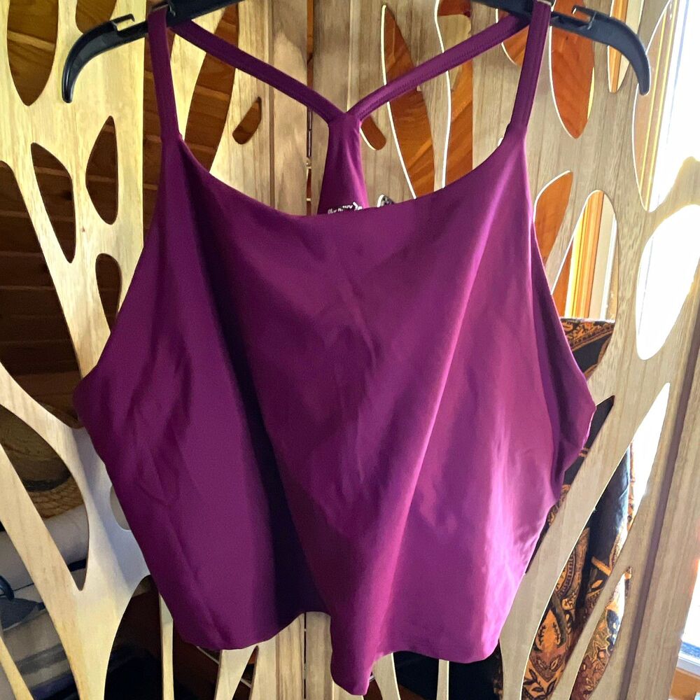 Old Navy Active Powersoft Purple Cropped Tank Scoop Neck Built-In Bra 4X